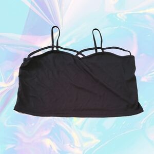 ROMWE Ribbed Spaghetti Strap Cropped Black Tank, Size XL/US 12